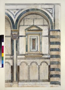 De doopkapel, Florence: Studie van het bovenste deel van het rechter compartiment op de zuidwestelijke gevel, 1 - 14 juni 1872 door John Ruskin